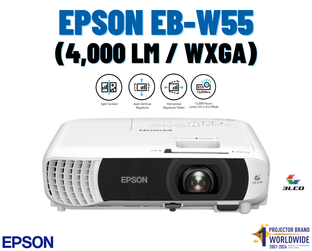 Epson EB-W55 WXGA 4000 Lumens Business Projector