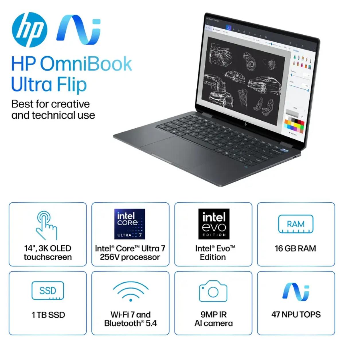 HP OmniBook Ultra Flip Core Ultra 7 32GB 2TB SSD + Stylus Pen 14"