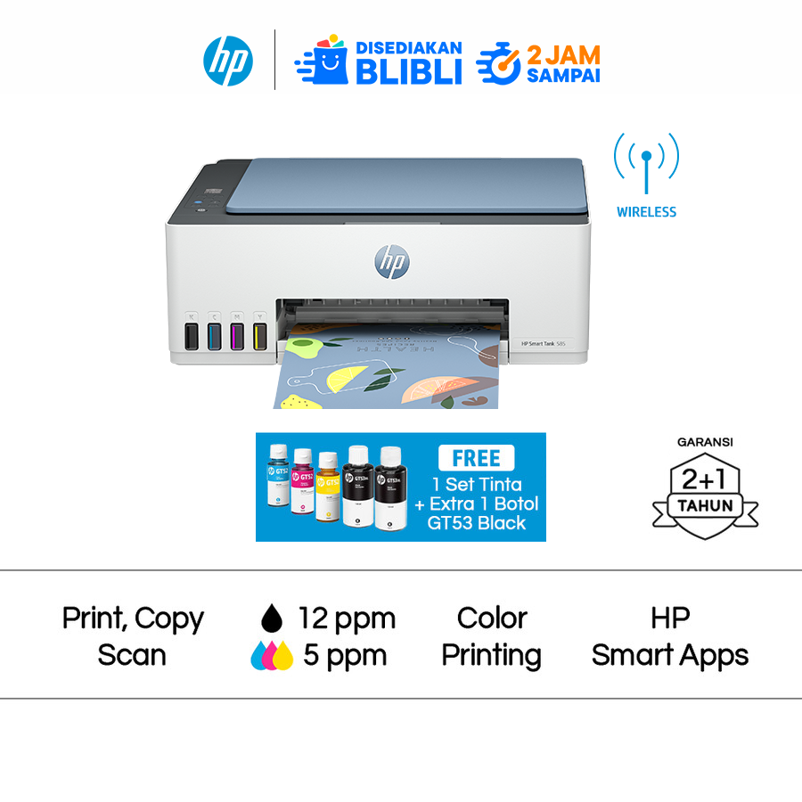 HP Smart Tank 585 A4 Colour Wi-Fi All-in-One Ink Tank Printer