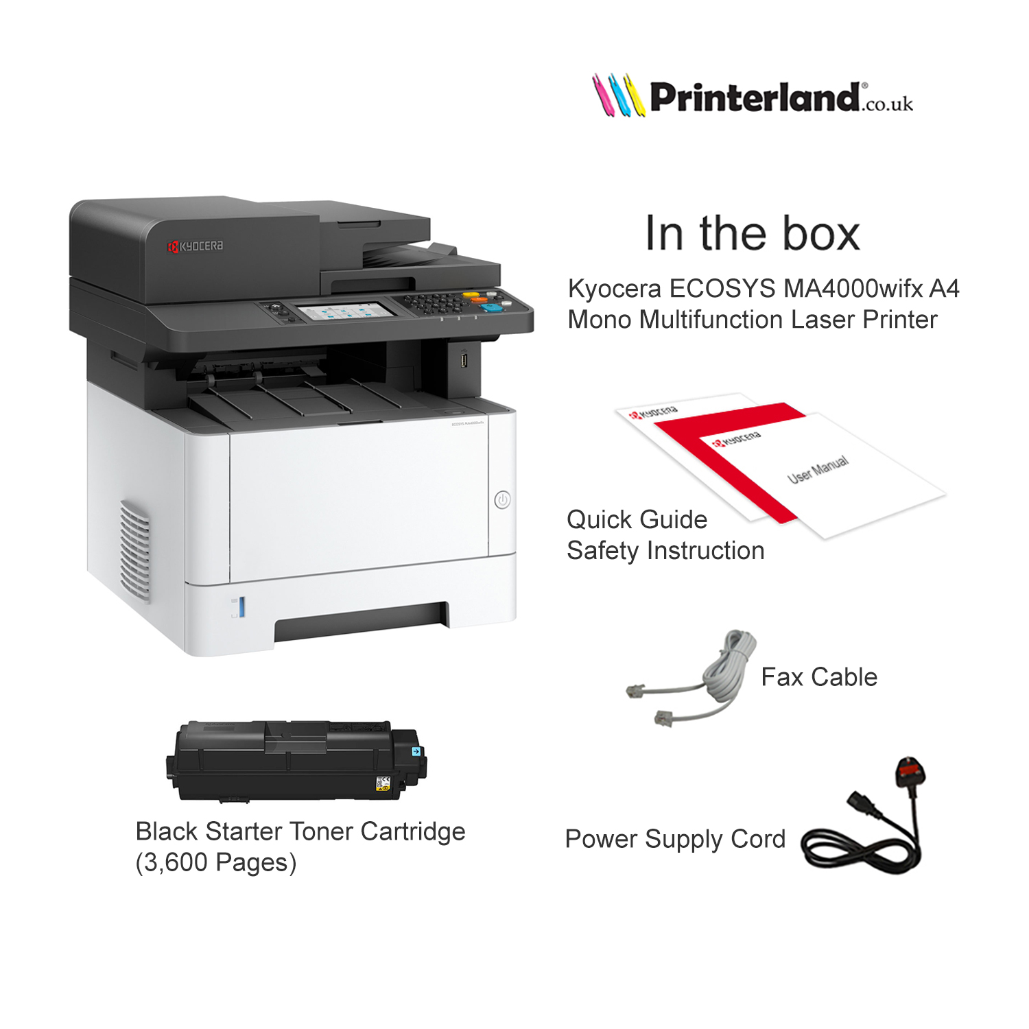 Kyocera Ecosys MA4000WIFX A4 Colour Wi-Fi Duplex Fax All-in-One Laser Printer